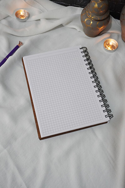 markcat Maiden's Tower Themed Wooden Cover Notebook - Checked Notebook - Agenda - School Notebook (A5 - 120 Sheets)