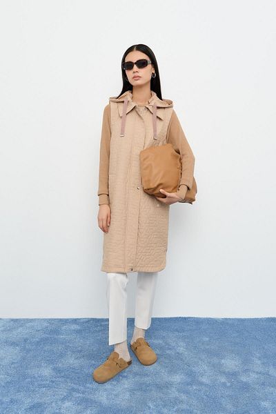 Nihan Thin Quilted Mobile Vest - Beige