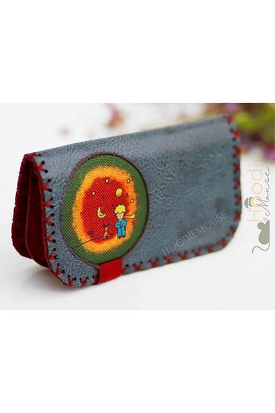 HOODİEMOUSE Big Wallet with Little Prince Figure Ethnic Bohemian Retro Vintage Style - Petrol