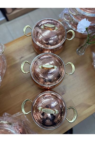 GÜR BAKIR 3 Piece Copper Cookware Set