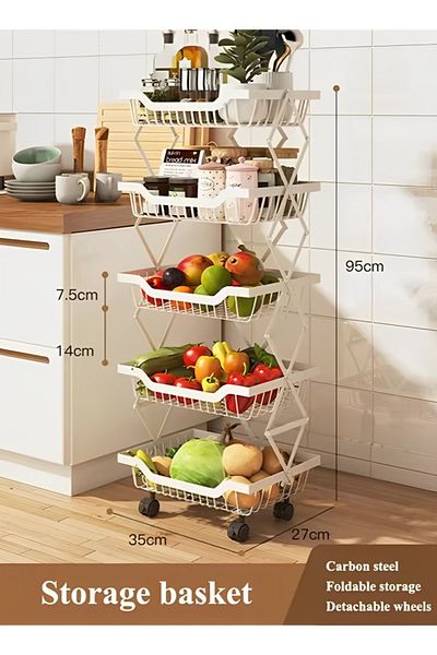 Taimi 5-Tier Moveable 95H X 27L X 35W Foldable Storage Shelves White