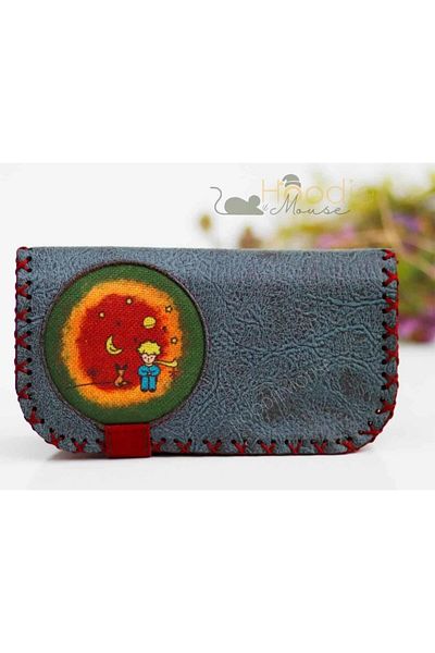 HOODİEMOUSE Big Wallet with Little Prince Figure Ethnic Bohemian Retro Vintage Style - Petrol