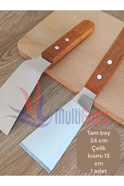 Multiamo Luxury Wooden Handle Stainless Angle Spatula / Pastry Dumpling Hamburger Dessert Digger Baklavacı Spatula