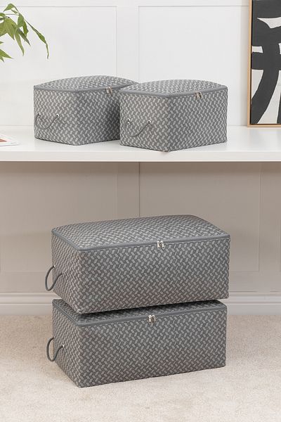 REKHOME Πακέτο 4 Πουλόβερ με γκρι μοτίβο Houndstooth Κουβέρτα Πικέ Ρούχα Σακούλα ρούχων