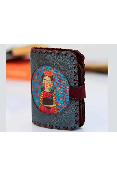 HOODİEMOUSE Mavi Frida Figürlü Küçük Cüzdan Etnik Bohem Retro Style - PETROL