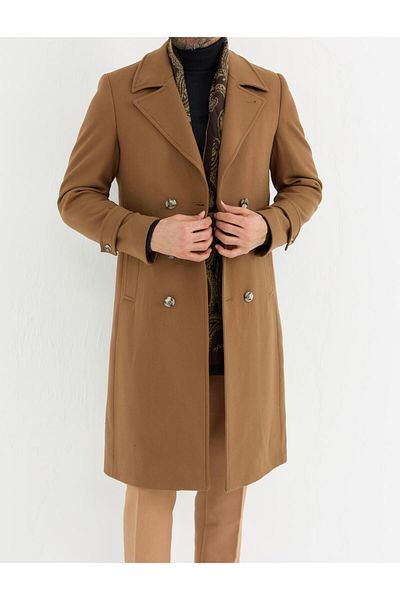 Suit Sartoria Tan Coat - Sleeve Epaulettes and Collar