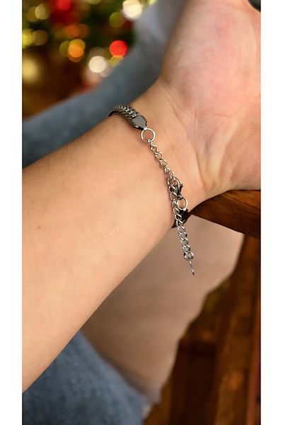 İNN JEWELLERY Men's Steel Bracelet with Anti-Tarnish Chain Figure (2 Years Importer Warranty)