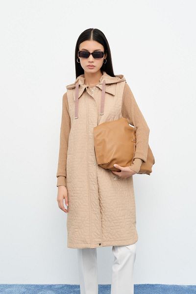 Nihan Thin Quilted Mobile Vest - Beige