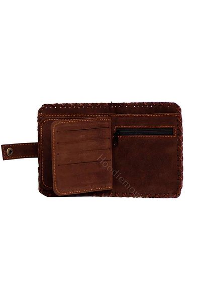 HOODİEMOUSE Cat and Dog Figured Small Wallet Ethnic Bohemian Retro Style - Anthracite