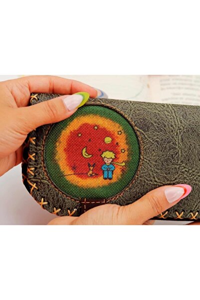 HOODİEMOUSE Ethnic Bohemian Retro Vintage Style - Big Wallet with Green Little Prince Figure