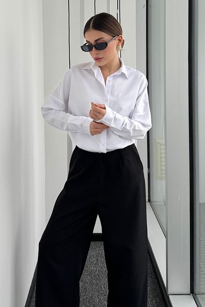 bb butik basic Cămașă de bază din satin de bumbac 5515N