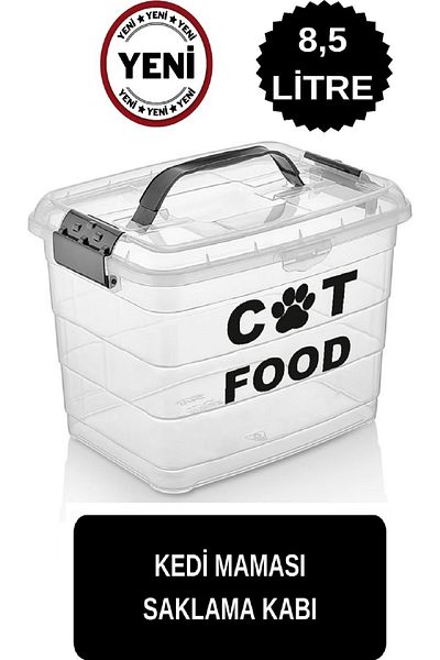 DEEMBRO Cat Food Storage Container Average Take 4 kg of Food Transparent Side-Locked Must Hold over 8.5 Lt