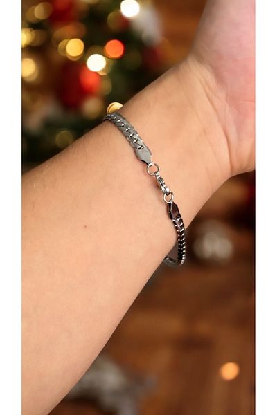 İNN JEWELLERY Men's Steel Bracelet with Anti-Tarnish Chain Figure (2 Years Importer Warranty)