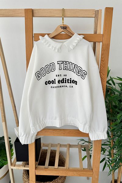 Minigimin Cicileri Hanorac pentru fetiță cu guler imprimat My Little One's Pimples Good Things - alb
