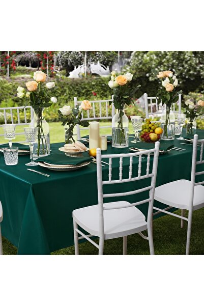 EVYA 100% Satin Tablecloth 160X200 cm Bright Design Special Day Presentation Dining Table Cloth Stain Resistant