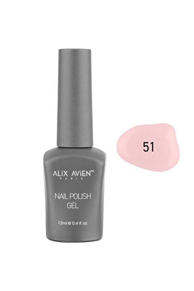 Alix Avien Bebek Pembe Kalıcı Oje 51-Yoğun Renk Veren Jel Oje 12 ml-Nail UV G...