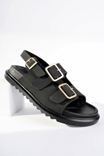 meyra'nın ayakkabıları Sandale confortabile, negre, mate, reglabile, cu cataramă dublă, cu talpă dublă