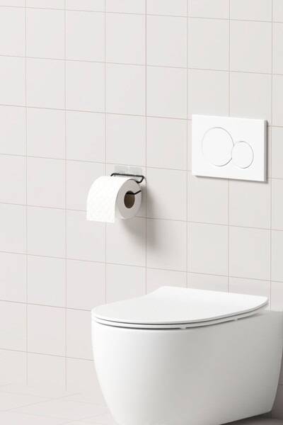 zabata Black Metal Toilet - Paper Holder, Hanger Mat, Adhesive Minimal Design