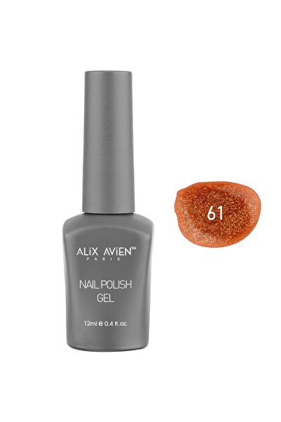 Alix Avien Işıltılı Turuncu Kalıcı Oje 61-Yoğun Renk Veren Jel Oje 12 ml-Nail...