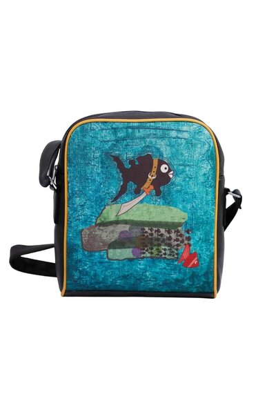 HOODİEMOUSE Küçük Kara Balık Figürlü Büyük Postacı Kol Çantası Etnik Bohem St...