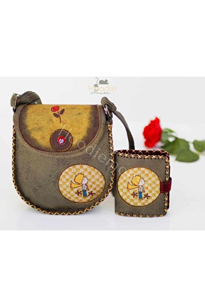 HOODİEMOUSE Green Little Prince Figured Design Cross Braided Arm and Wallet C...