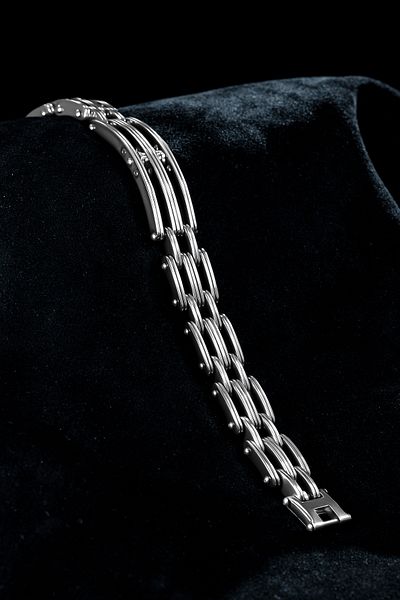 OSMANLI GÜMÜŞ Ottoman Double Row Luxury Model Steel Men's Bracelet Cbllukscıft-byz
