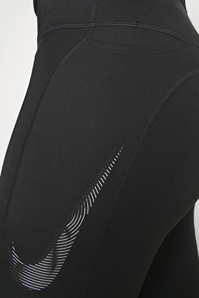 Nike Dri Fit Fast Mid Rise 7/8 Tight Hbr Kadın Toparlayıcı 3 Cebli Koşu Antrenman Taytı Siyah