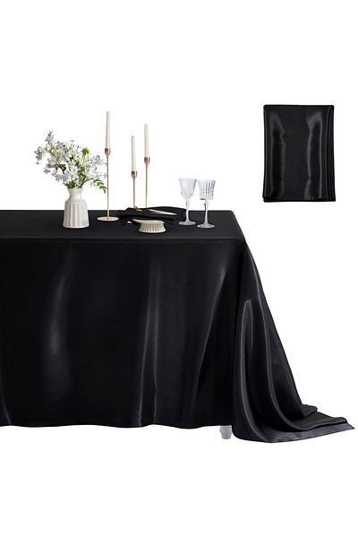 EVYA Față de masă 100% satin 160x200 cm Design strălucitor Prezentare pentru ocazii speciale Față de masă rezistentă la pete