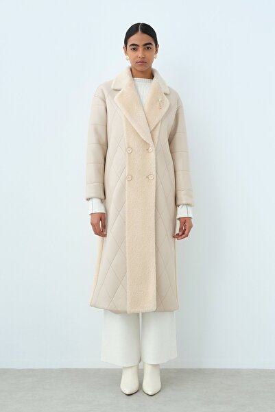 Nihan Deri Angora Garnili Kaban Bej