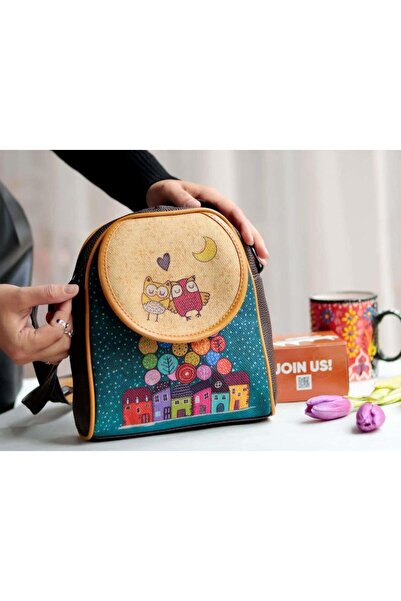 HOODİEMOUSE Small Postman Shoulder Bag with Owl Figure Ethnic Bohemian Style ...