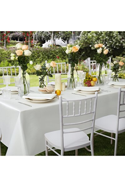 EVYA Față de masă 100% satin 160x200 cm Design strălucitor Prezentare pentru ocazii speciale Față de masă rezistentă la pete