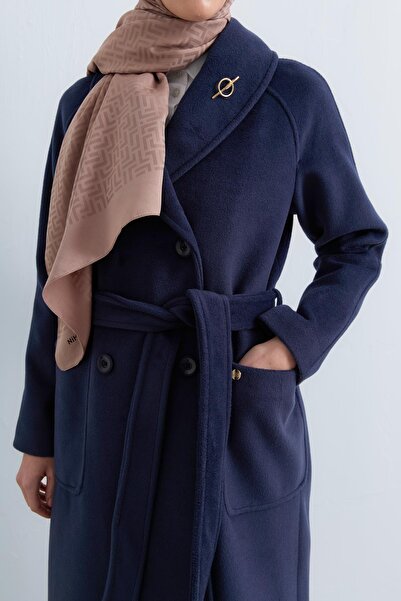 Nihan Kuşaklı Kruvaze Kaban İndigo