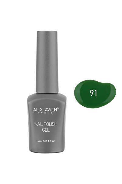Alix Avien Çim Yeşili Kalıcı Oje 91-Yoğun Renk Veren Jel Oje 12 ml-Nail UV Ge...