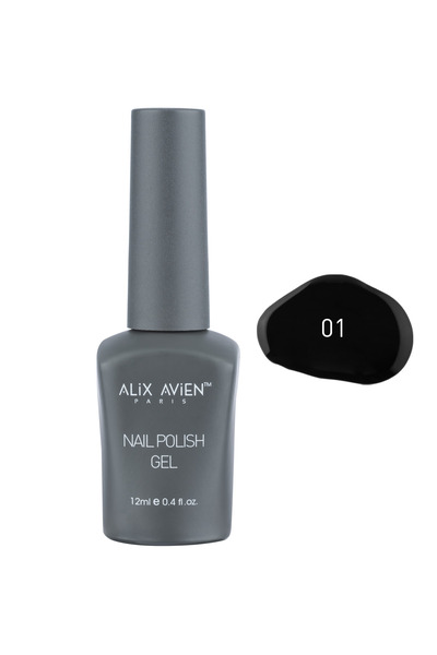 Alix Avien UV Kalıcı Siyah Jel Oje 01 - Gel Polish - 12 ml