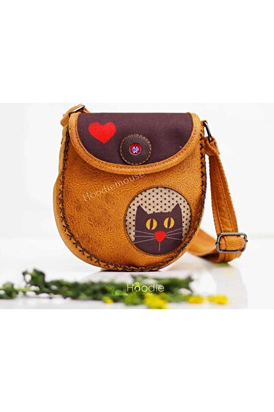 HOODİEMOUSE Cat Love Figured Cross Braided Arm Bag Ethnic Bohemian Style - Mu...
