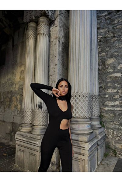 butik terapi likralı Sandy kumaş dekolteli maxi boy tulum