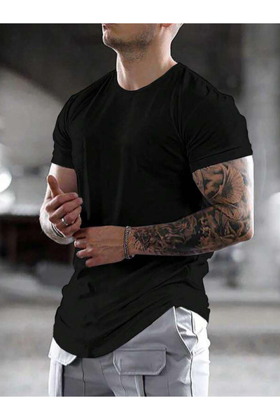 DEEPSENCE Men's 2-Piece Black and White T-Shirt Oval Cut Slimfit Fit