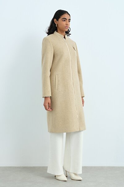 Nihan Fermuarlı Basic Kaban Bej
