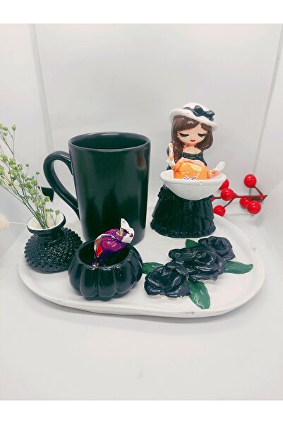 Handmade Coffee Color 5 Piece Gift Cup Set - Surprise Turkish Delight