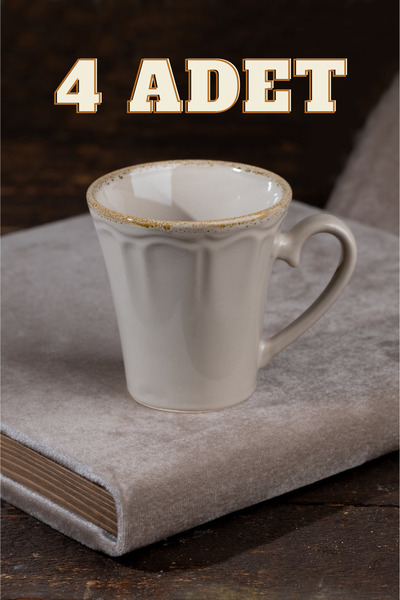 Countra Vintage Design Ceramic Coffee Foam Pattern Set of 4 - 10Cm9Cm Mug Teacup