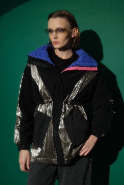 Nihan Peluş Astarlı Kapitone Kaban Siyah