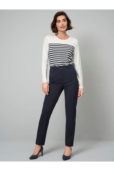 MONPAR Kadın Büyük Beden Lacivert Polyviskon Pantolon