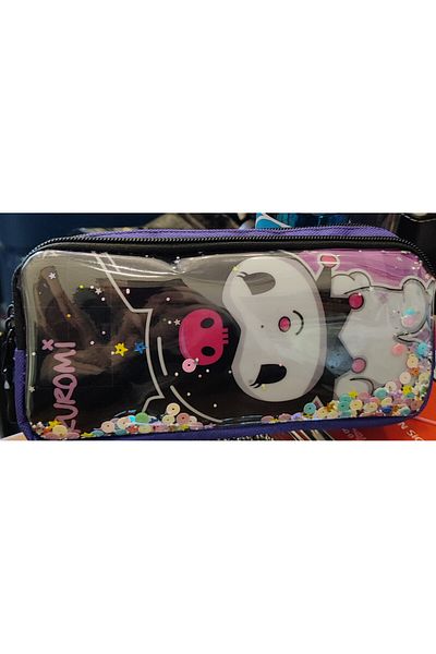 bundle island Children's Pencil Case with Kuromi Figures and Sequins - Two Sections Ad862