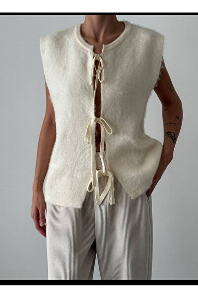 ROZELLA سترة إكرو سترة ناعمة مربوطة من الأمام