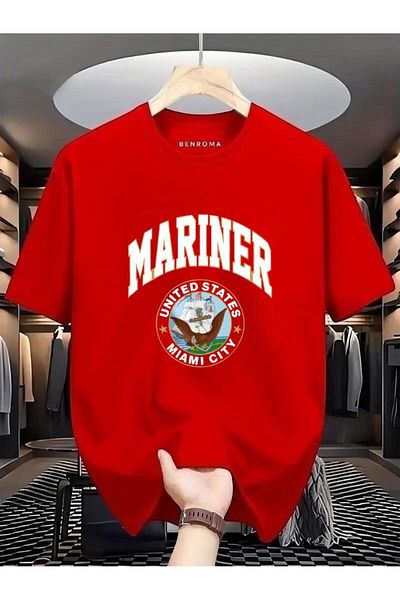 BENROMA 1 προϊόν για αγορές 6 και άνω Δώρο Mariner United States Miami City Printed Oversize T-shirt