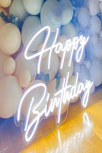 Extremmotif Happy Birthday Neon Led Işık Gece Lambası Duvar Süsü Doğum Günü P...