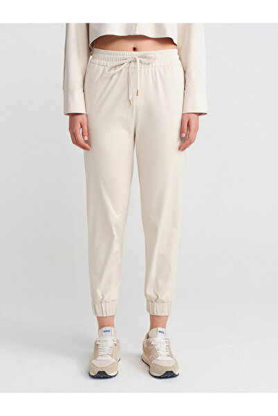 Dilvin 71594 Beige Suede Jogger Pants - Cuffed