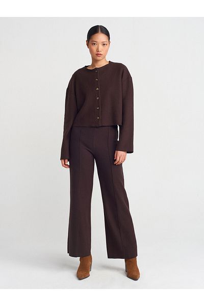 Dilvin 71819 High Waist Coffee Pants