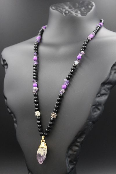 magıcgrange Amethyst Natural Stone Women's Necklace - High Energy, Spiritual Balance Harmony and Focus Feature