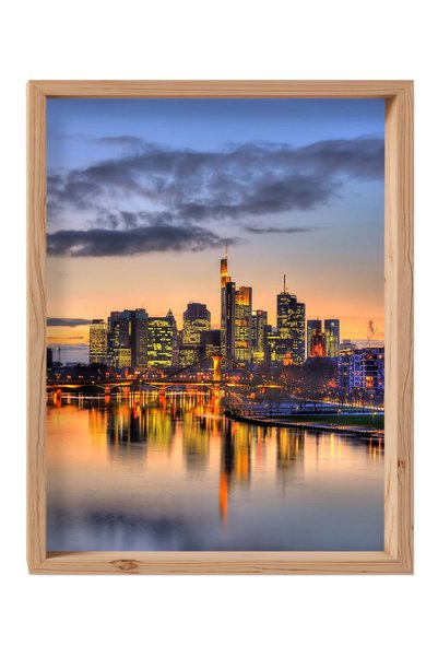 Jeronkarji Frankfurt silüeti Ana Poster'de Ahşap Tablo Çerçeveli Tatil Gezi H...